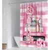 Fashion Luxury Girly Shower Curtain Pink Floral Shower Curtains Perfume Waterproof Polyester Fabric Shower Curtains for Bathroom Decor with 12 Hooks,