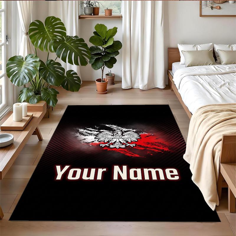 Crystal Velvet Rug Custom Name Text, Soft Non Slip Floor Mat Home DecorPoland