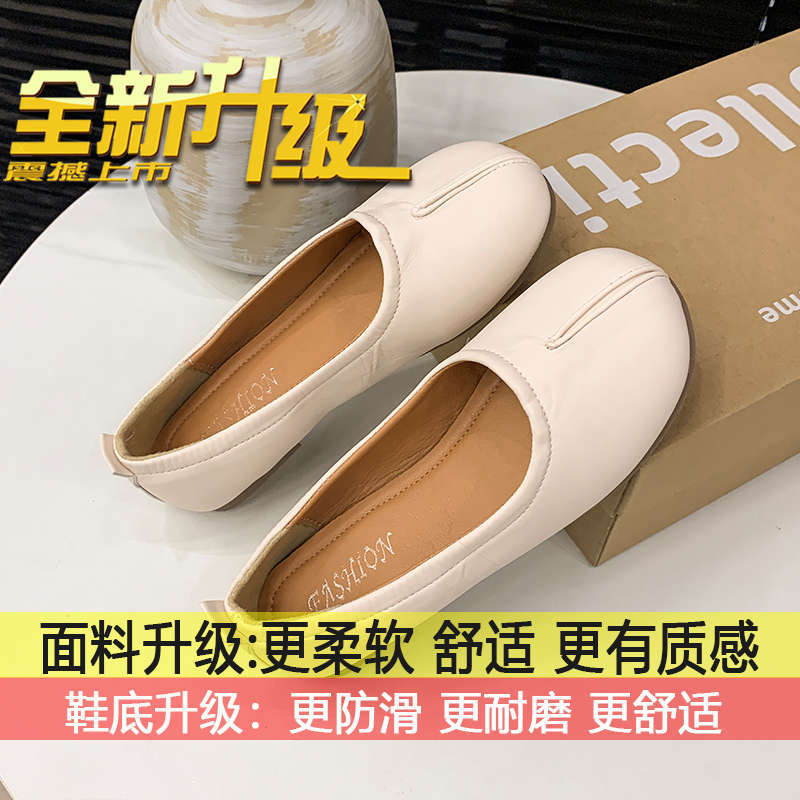 

One pedal Doudou shoes grandma shoes women s skirt 2025 new spring and autumn soft leather version silver retro flat shoes 35