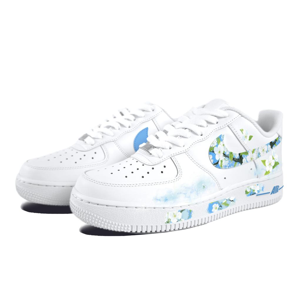 Nike Air Force 1 Begonia Blossom Cushioning, Wear Resistant Skateboard Shoes Unisex White CW2288-111(Team352-)