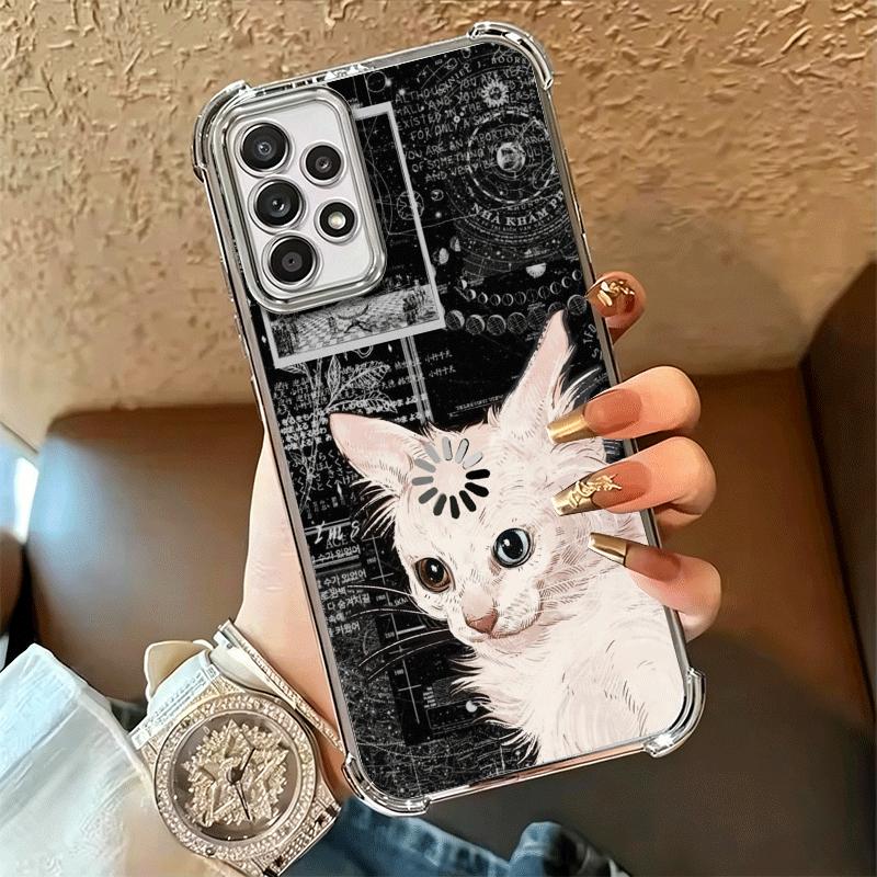 Funny Cats Fashion Style Plating Phone Case For Samsung A17 A07 A37 A57 A16 A56 A15 A55 A14 A54 A13 A53 A26 A36 A25 A35 A24 A34