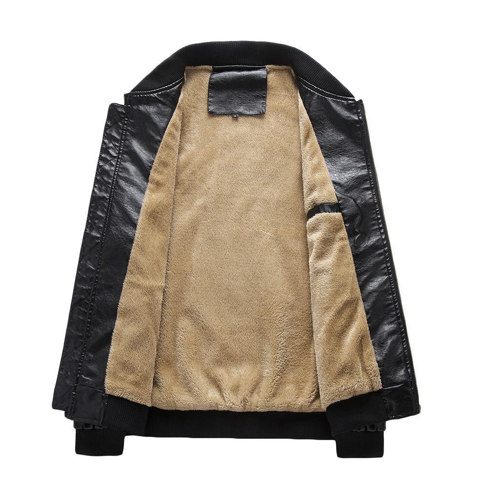 2019 Spring Autumn Slim Fit PU Leather Flight Jacket for Young Men