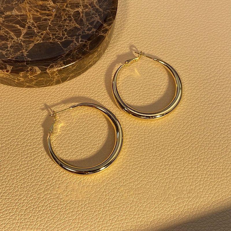 Women's Luxury Textured Metal Hoop Earrings - Versatile Niche Design