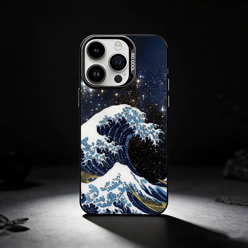Great Wave Off K-Kanagawa Phone Case For iPhone 17,16,15,14,13,12,11 Plus,Pro Max,XS,Colored Silver Phone Case