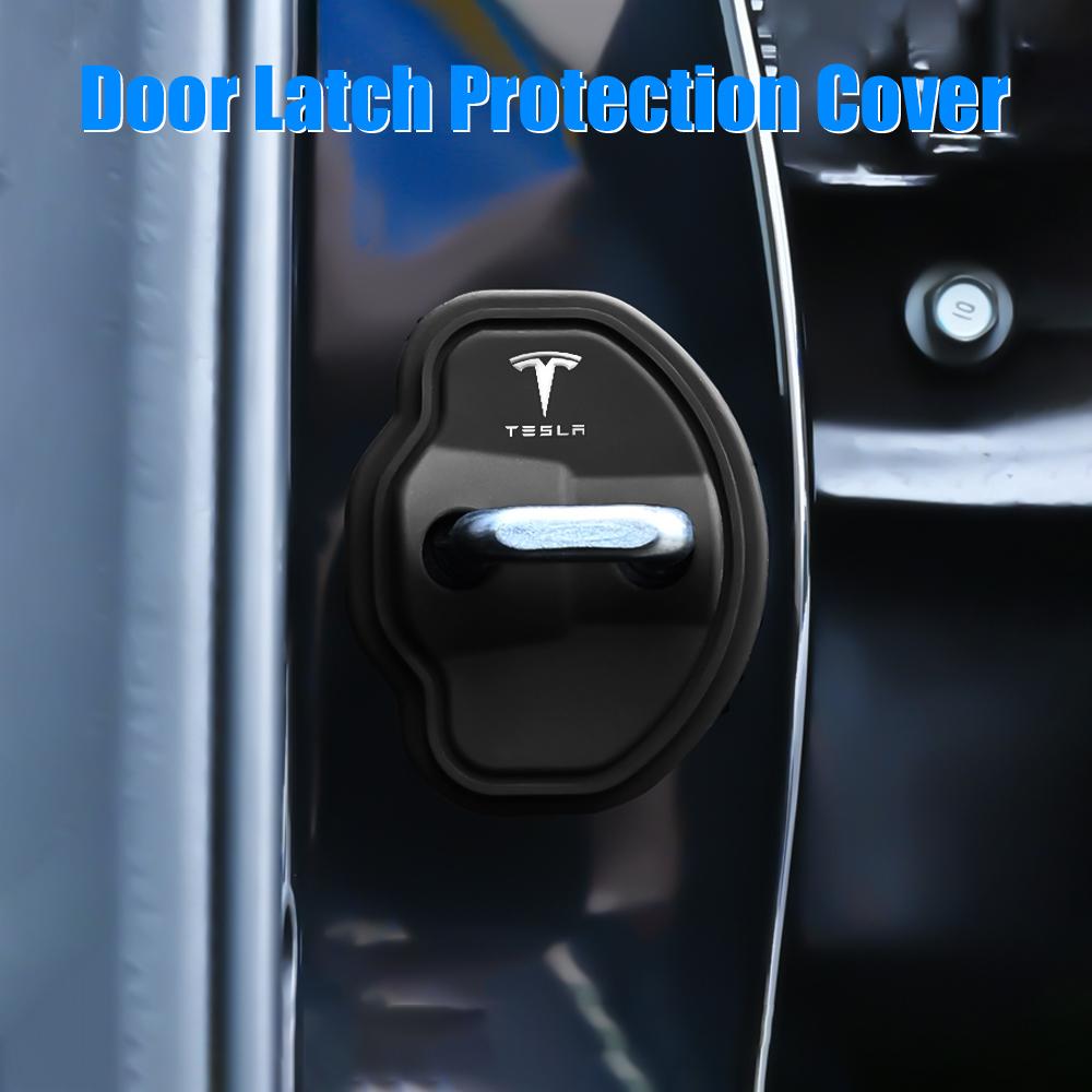 2/4pcs Fashion Silicone Car Covers Door Lock Auto Accessories For Tesla SpaceX Cybertruck Model S X Model Y Model 3 Roadster