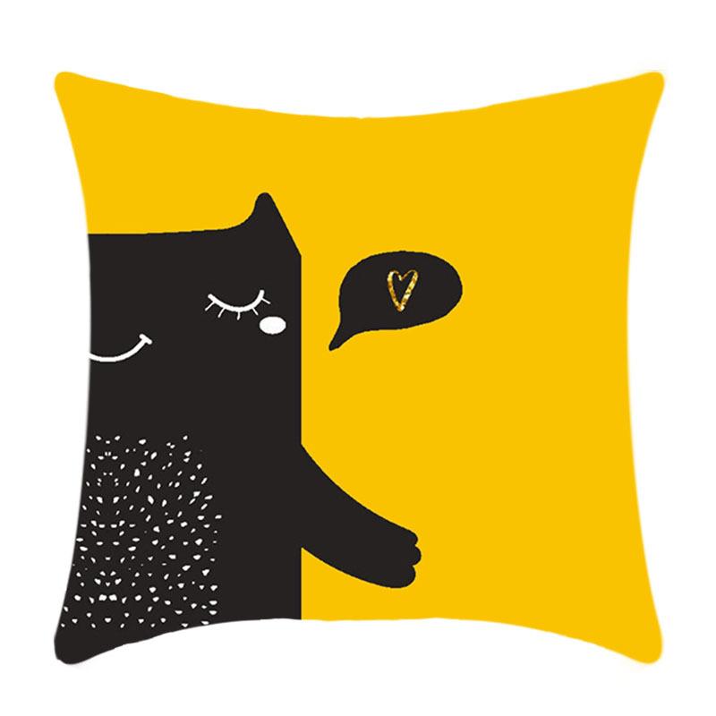 Nowa Żółta Geometryczna Poszewka na Poduszkę Nordycki Salon Sofa Jednokolorowa Pluszowa Poszewka