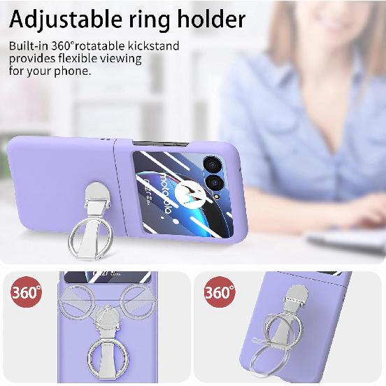 Asuwish Compatible with Motorola Razr Plus 2023 Case and Tempered Glass Screen Protector Back Bumper Metal Ring Holder Stand Kickstand Cell Phone