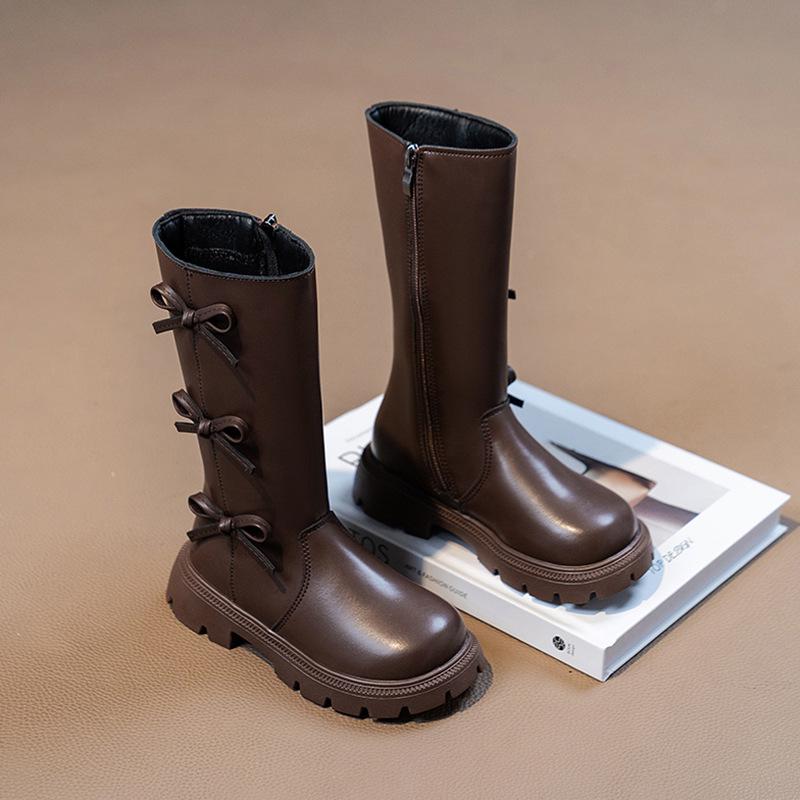 2025 Girls' High-Top Long Boots: Stylish Autumn/Winter Princess Boots with Plus Velvet Cotton
