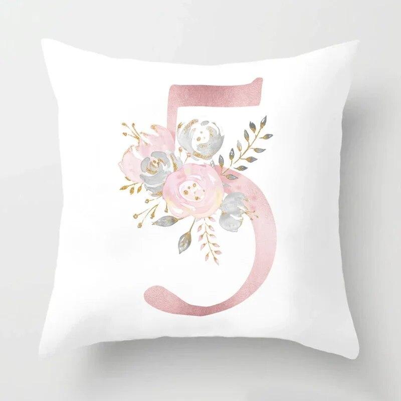 45x45cm Pink Rose 26 Letters Pillowcase Wedding Party Decoration Sofa Car Creative Ornament Couple Home Cushion Cover