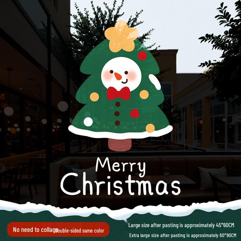 Christmas Santa Claus Window Cling Sticker - Mall Decor Scene, Static Glass Sticker for Door and Window