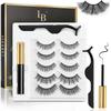 Ciglia Magnetiche Look Naturale, 5 Paia di Ciglia Magnetiche con Kit Eyeliner, Set di Ciglia Finte Auto-adesive Riutilizzabili Folte e Waterproof&lunga