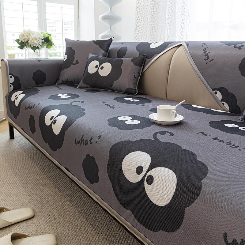 Nordic Instagram Style Cute Ice Silk Mat Sofa Cushion Summer Cool Non-Slip Sofa Cover Cover