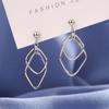 Hollow Square Earrings Temperament Cold Wind Geometric Earrings Commuting Ol Plain Simple Box Earrings Girls