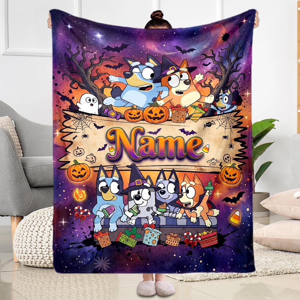 Halloween Night Adventure Customize Text Blanket Gift Customizable Blanket Soft & Cozy Great for Seaside Sofa Picnics Office Chair