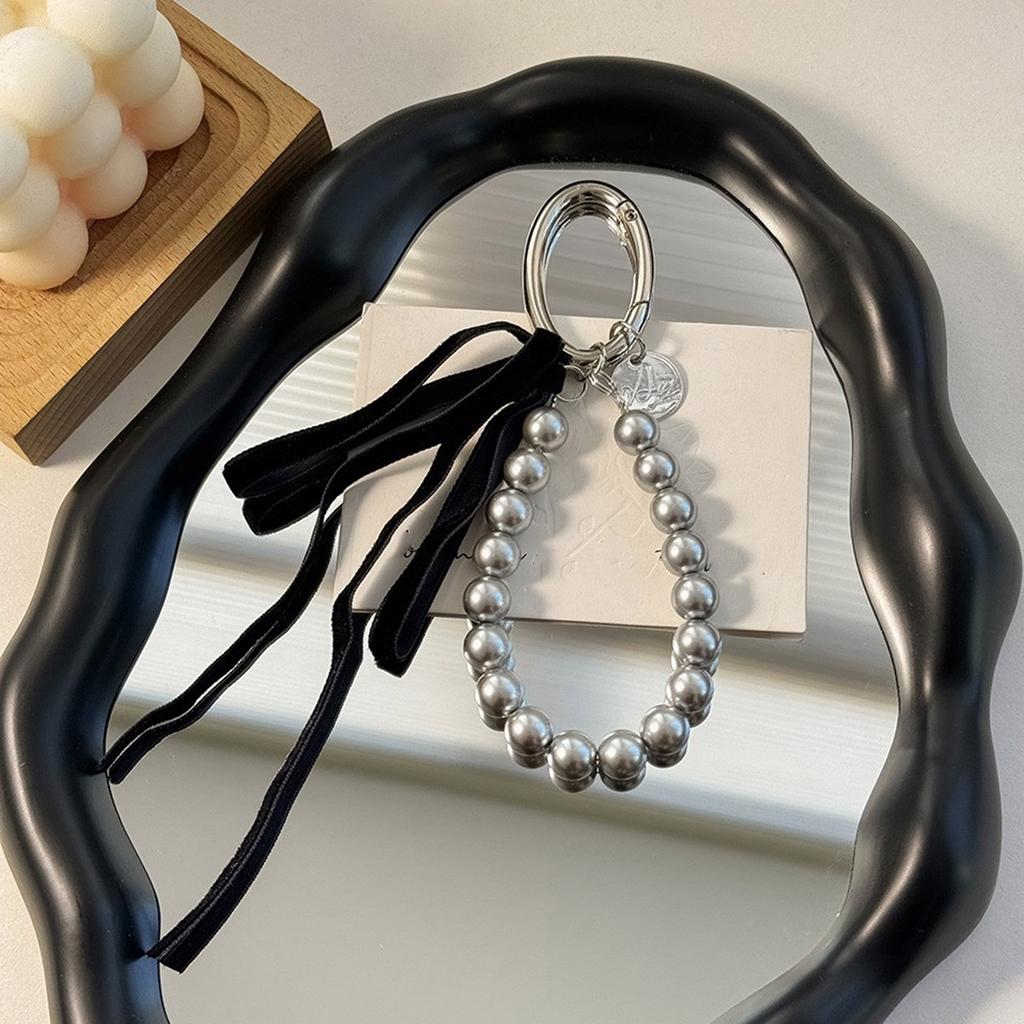 Sladké Rozkošné Stuhy Mašle Perly Klíčenky Přívěsek Závěsná Ozdoba Kroužek na Klíče Dekorace na Batoh pro Ženy Dívky