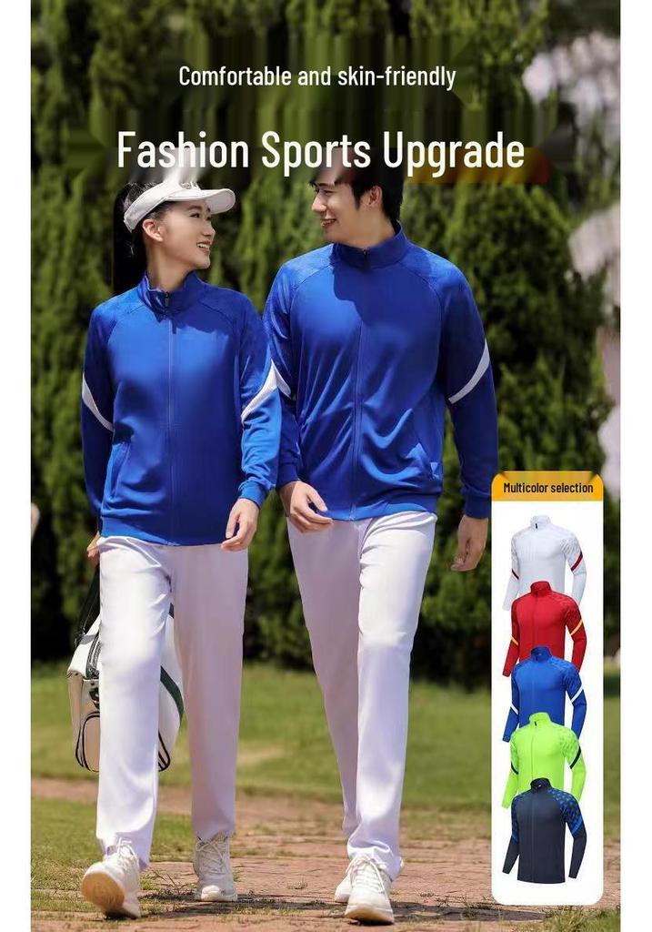 Unisex Casual Sportswear Set: Long Sleeve Zipper Jacket for Spring/Autumn Running & Training