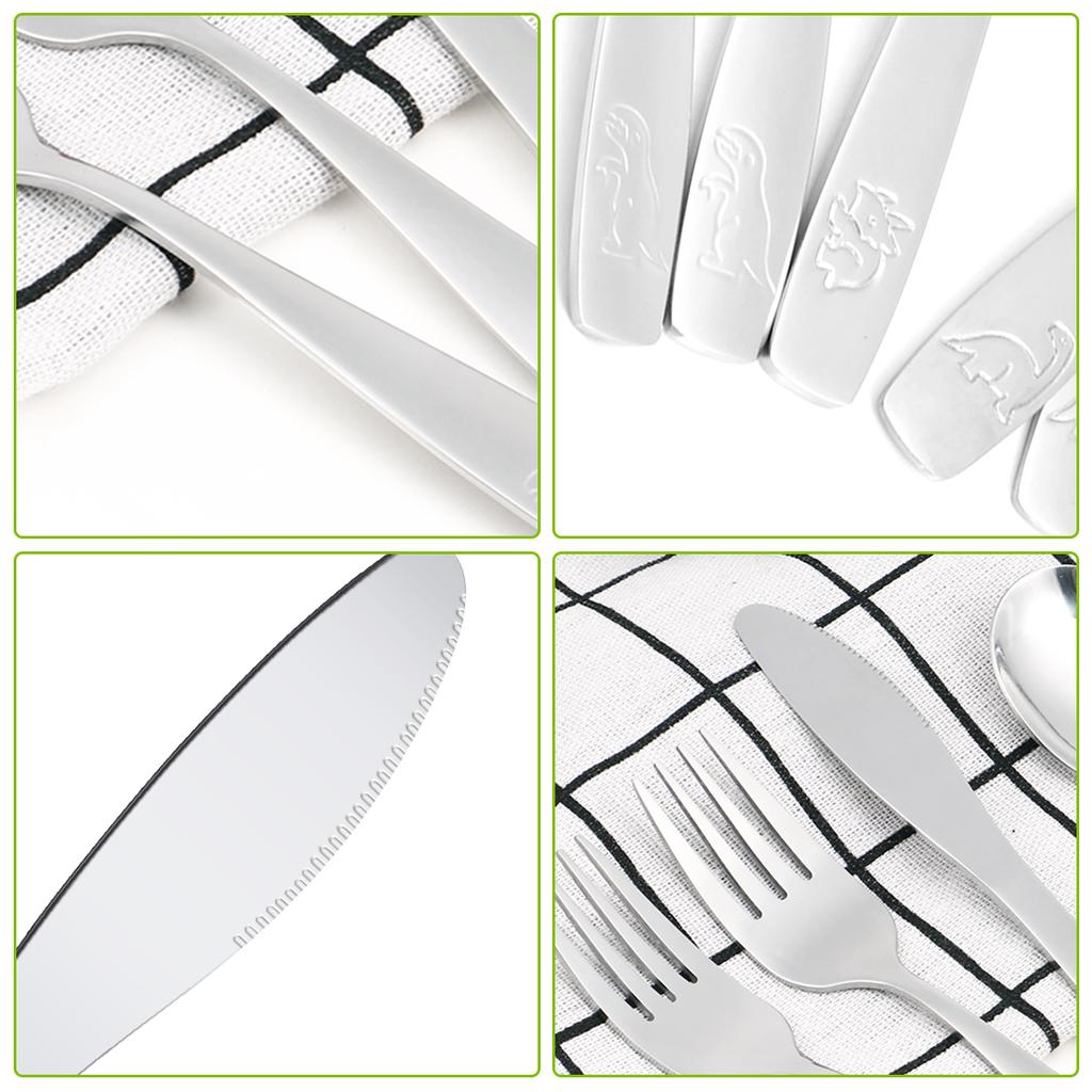 Silbernes Besteckset Edelstahl Geschirr Westliches Luxus Dinner Set Spiegel Elegant Messer Gabel Löffel Besteck für Kinder