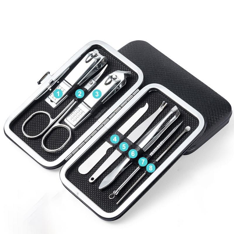 8/19/21Pcs Manicure Pedicure Set Stainless Steel Nail Clipper Cutter Kit Professional Nail File Scissors Ear Pick With Case
