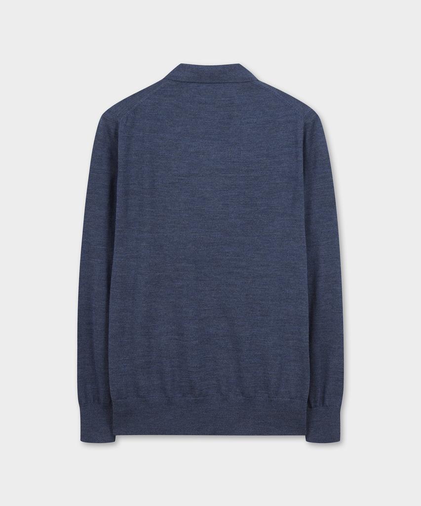 BROOKS BROTHERS Merino Wool Logo Polo Sweater (Indigo) (Bbwtmnf301)