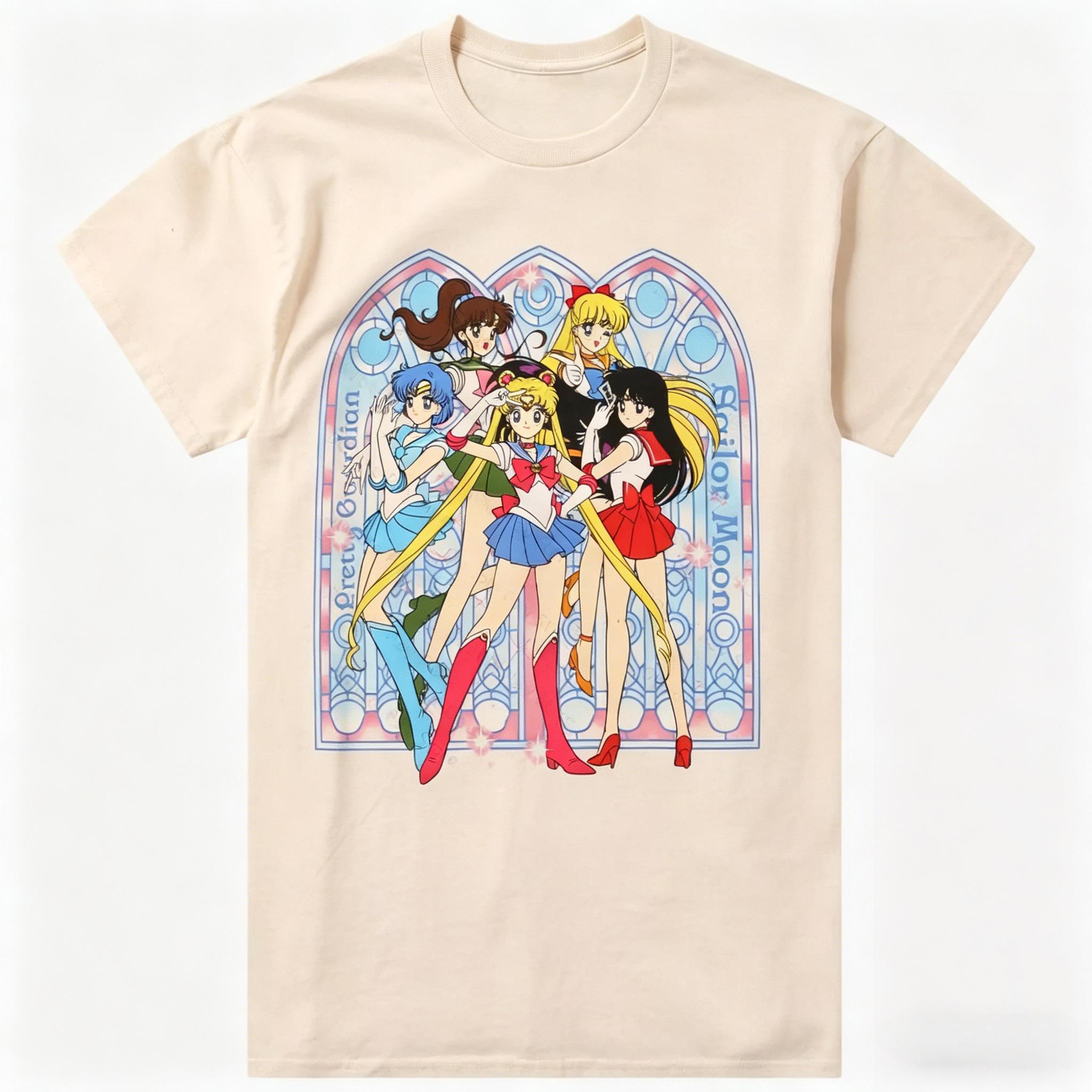 

Sailor Moon Summer 2026 Summer Beach Swimsuit Theme 100 Cotton Printed Loose Tshirt for Unisex and Women Parentchild Top 4XL
