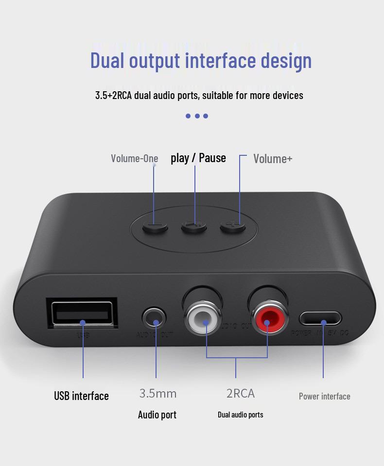 NFC Bluetooth 5.3 Music Receiver & Hands-free Car Speaker with USB Flash Drive Support