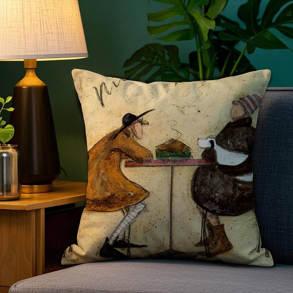 

Vantage Painting S-Sam T-Toft Art Pillow Case Anti-dustmite Pillowcase Invisible zipper silky short plush Sofa cushion cover 12x12Inch