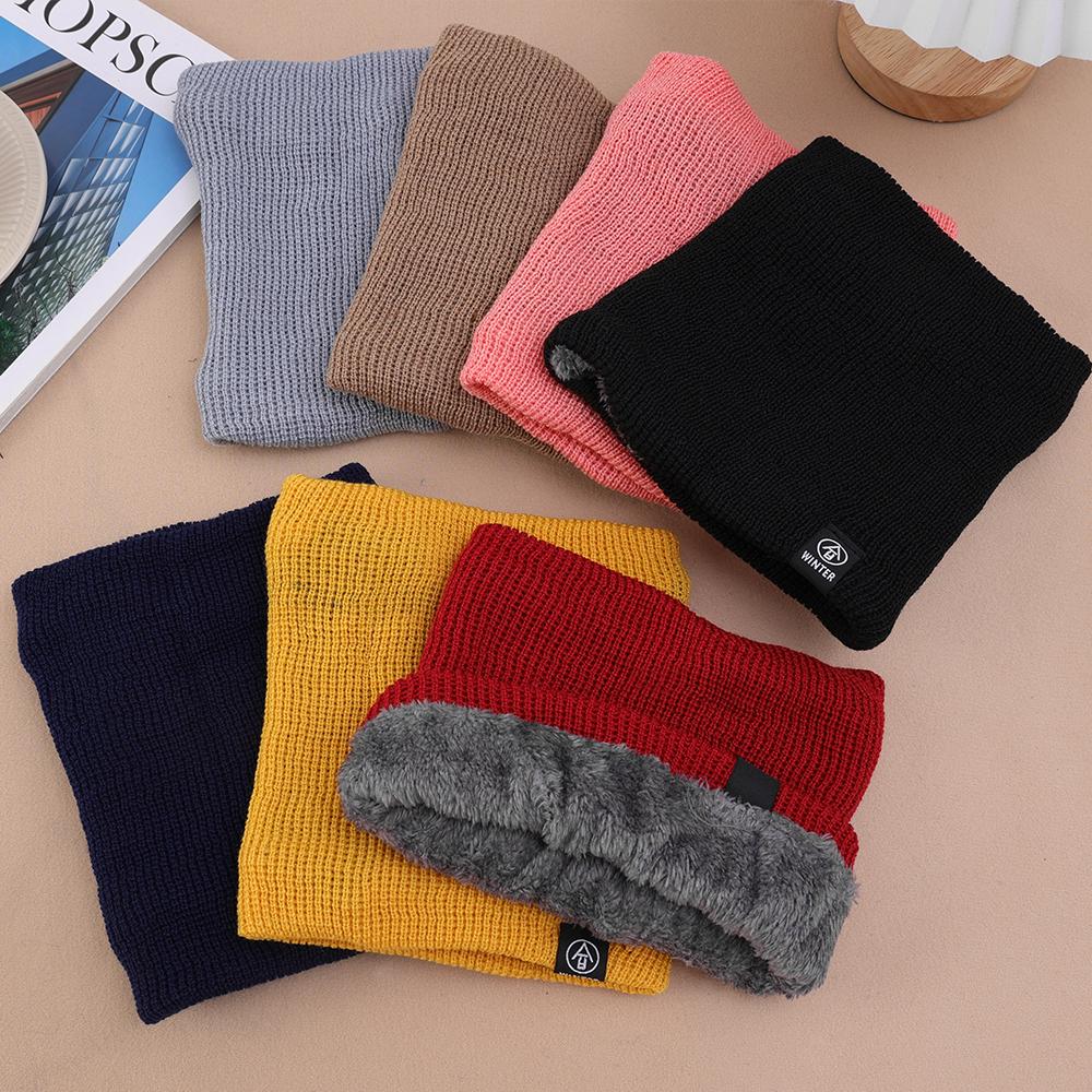 Luxurious Winter Cashmere Scarf for Women Thick Fleece Neck Warmer Wool Knit Bandana Plush Ski Headband Buff