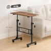 Overbed Table Adjustable Height Sofa Side Table with Wheels 80 x 40 cm Rustic Brown Black