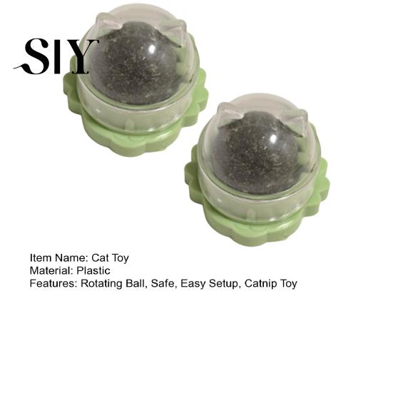 Indoor Cat Interactive Toy 2Pcs Catnip Lick Balls Rotating Ball Safe Healthy Kitten Licking Stimulation Chew with Adhesive for Wall or Floor