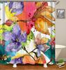 Spring Watercolor Floral Shower Curtains , Colorful Flowers Watercolor Painting Decoration Design Cloth Print Bathroom Curtains