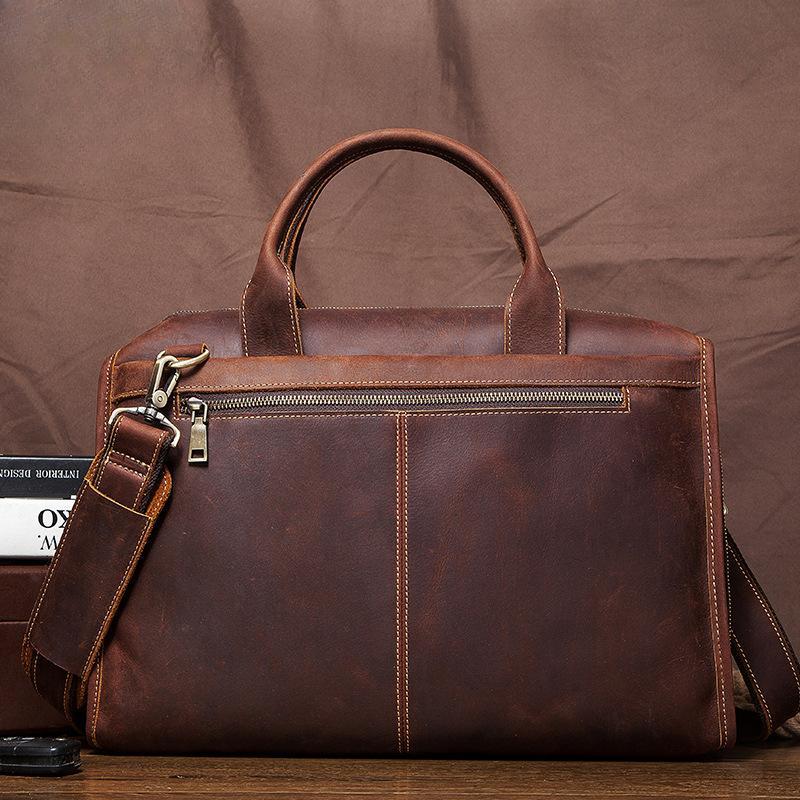 

Кожаная мужская сумка Crazy Horse Кожаная винтажная сумка через плечо Мужской портфель Деловая модная сумка коричневый