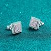 Geometric Square Zircon Stud Earrings Women Sterling Rose Gold Plated 4.5mm 1.2ct Total