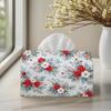 1pc 2D Flat Printed Floral Pattern, Fresh Style, Suitable for Living Room, Bedroom, Dining Room, Office, Tissue Box Holder, Polyester Material, Large 