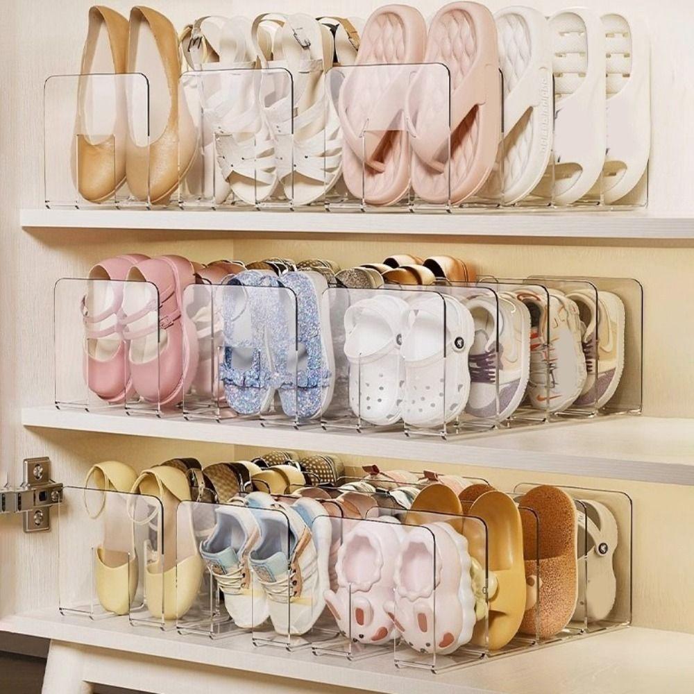 Large Capacity 4 Grids Shoe Storage Rack Plastic Space Saving Baby Shoe Rack Vertical Free Standing Shoe Organizer for Home