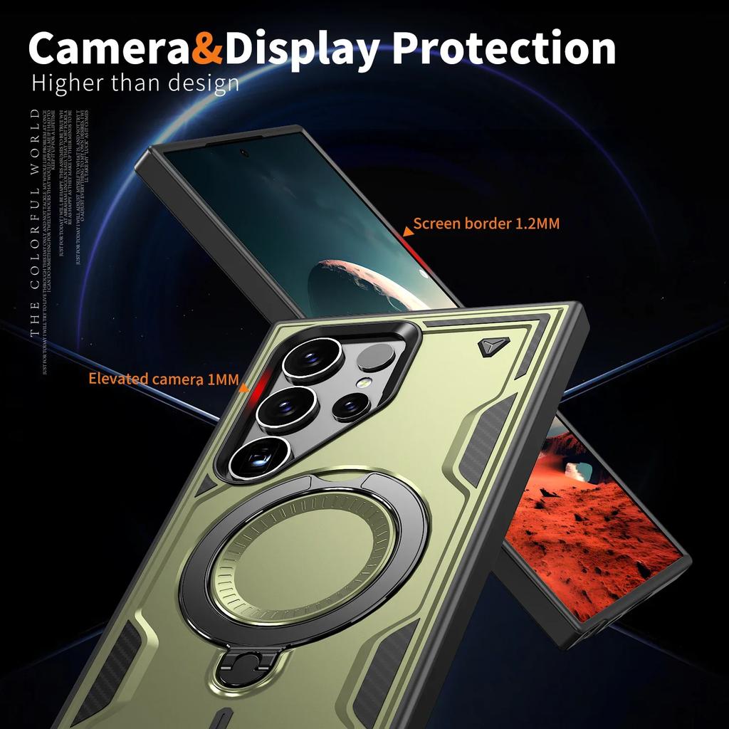 Für Samsung Galaxy S22 Ultra S23 FE S24+ S25 Plus Hülle Militärisch Sturzsicher 360° Drehbarer Ständer TPU Rahmen Kunststoff Handyhülle