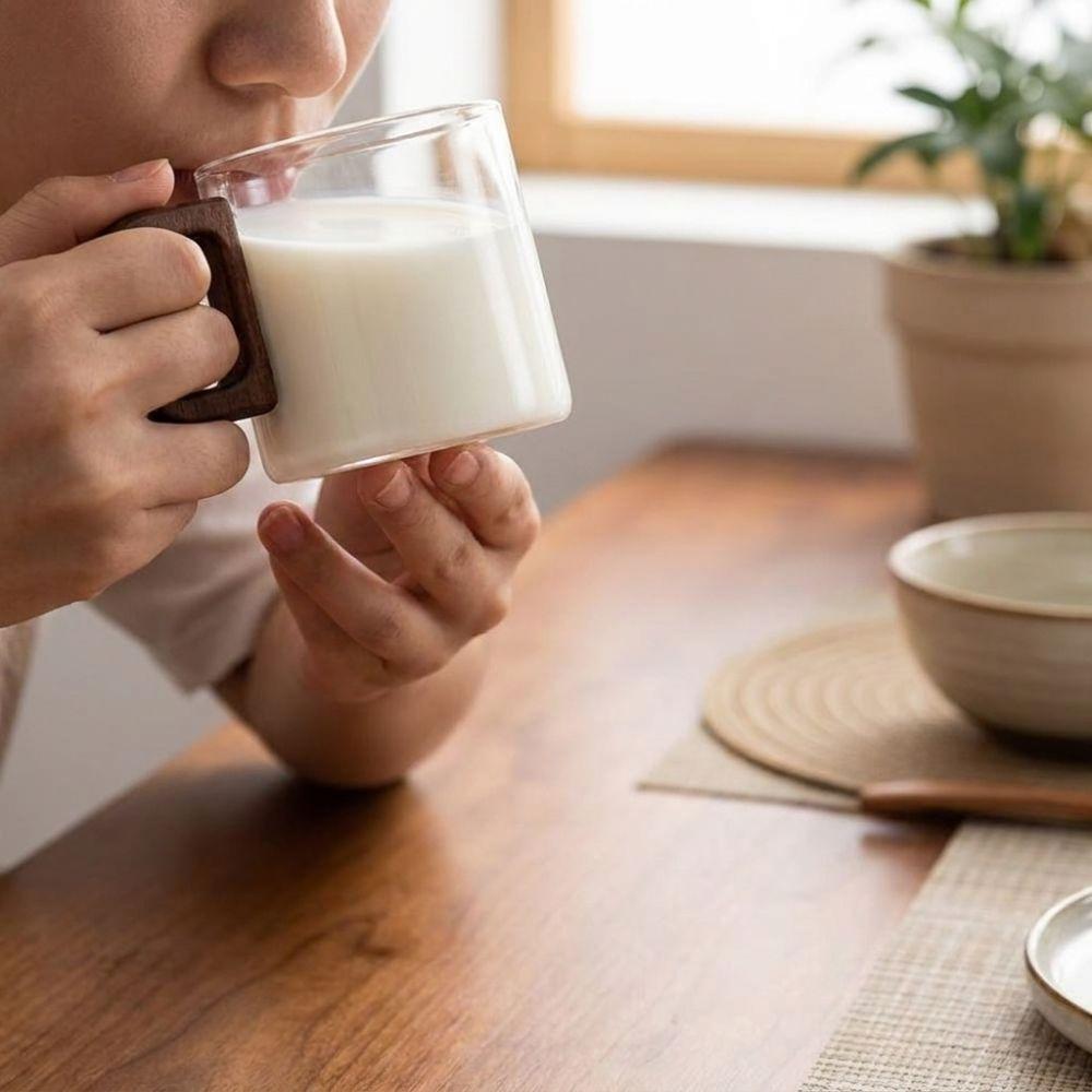 Walnut Handle Heat-resistant Glass Cup Glass Breakfast Milk Cup Espresso Cup Coffee Mug Household