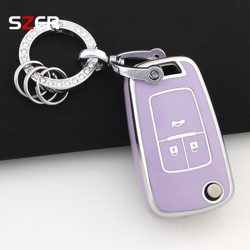 Tpu Style Car Flip Key Case Cover Shell Fob For Chevrolet Cruze Aveo Camaro Epica Lova Sail Spark Opel Astra Corsa 3/4 Buttons
