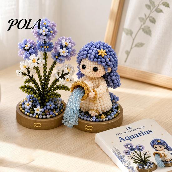 12 Tierkreiszeichen Perlen Bastelset, DIY Perlen Garten Set, 3D Perlen Astrologie Blume Set mit Vorsortierten Perlen Werkzeugen, Perlen Bastelprojekt für Anfänger