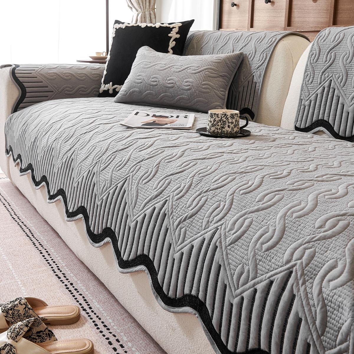 

1 шт. Премиальный плюшевый нескользящий чехол на диван с уникальными контурными краями из искусственного меха - Высококачественная утолщенная нейлоновая смесь для диванов на 1-4 посадочных места 90*160CM