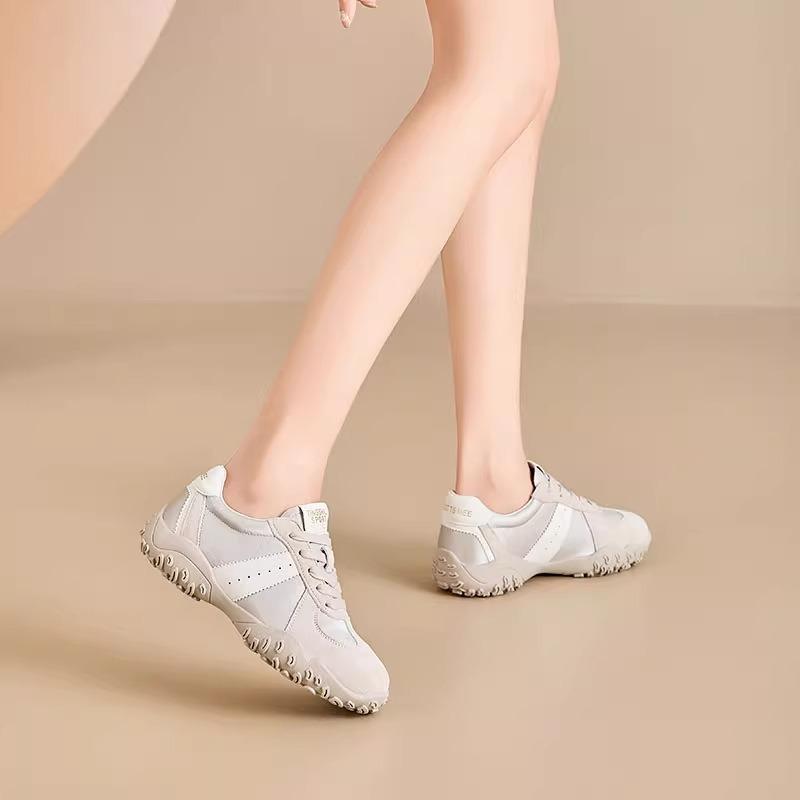 Leather women's spring, summer and autumn new fashion thick-soled heightening casual breathable little white shoes