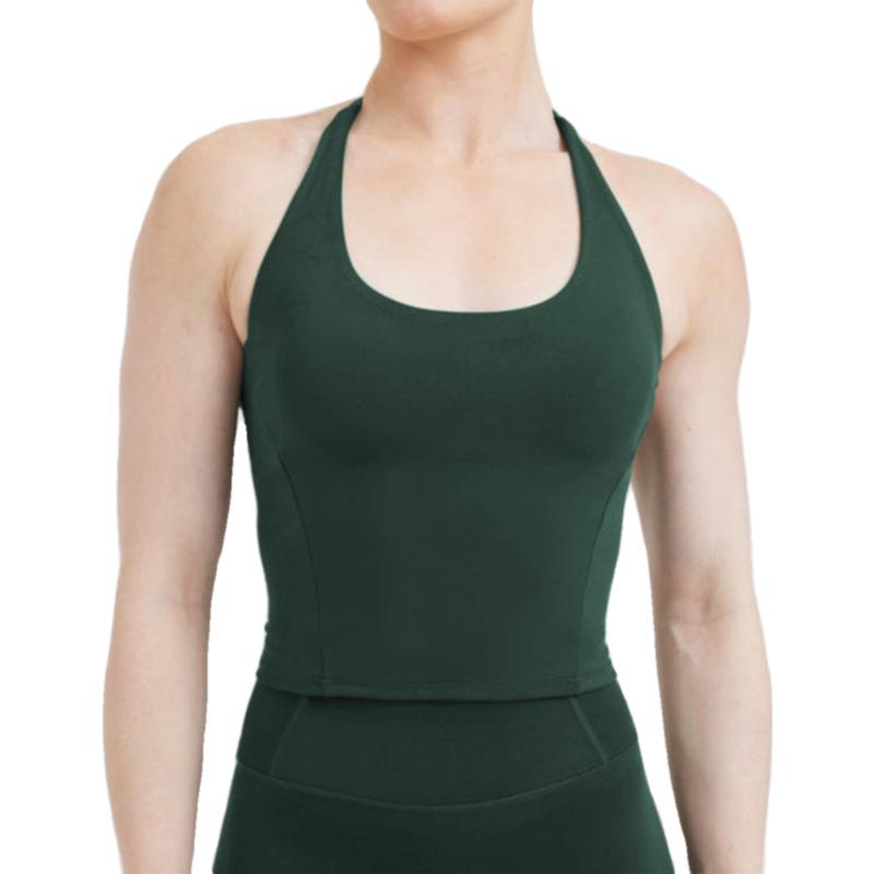 Cross-Border U-Neck Halter Top: Women's Quick-Dry Built-In Bra Yoga Vest for Sport & Fitness