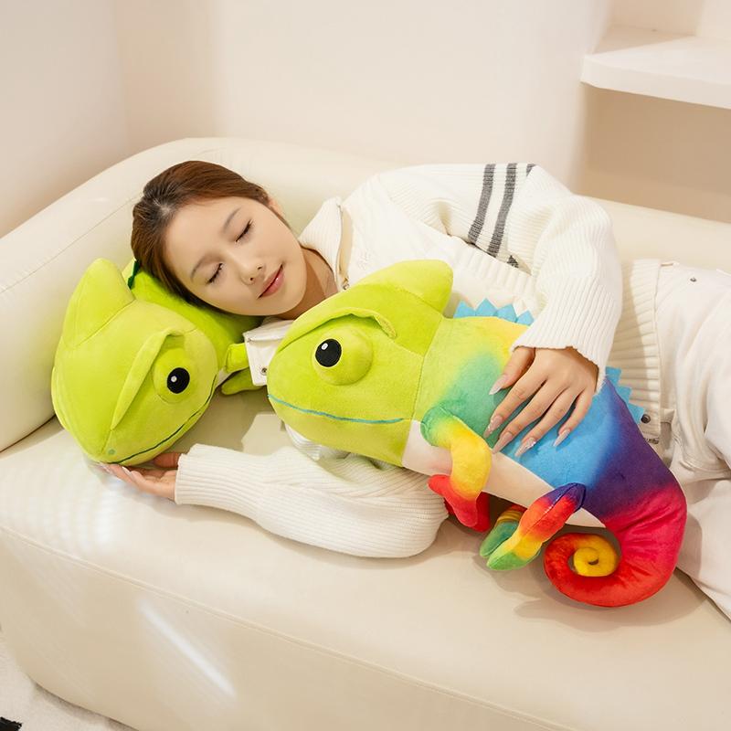 Nuovi Peluche Camaleonte Carini Ripieni Panciotto Cartone Animato Lucertola Strisciante Bambola Calda Morbida Cuscino da Divano per Casa Regalo Divertente per Bambini
