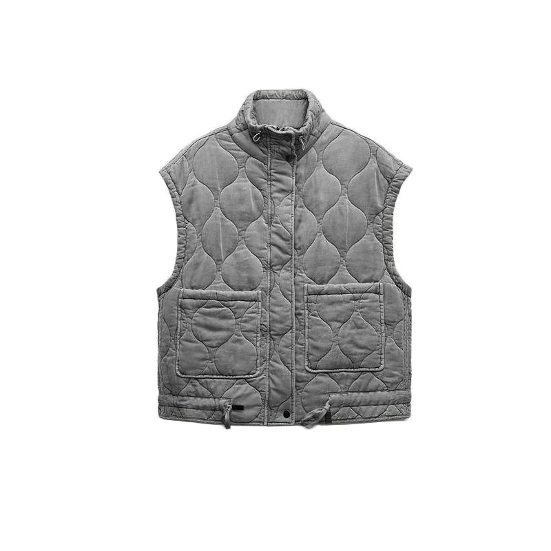 Autumn and Winter New Women Daily Outer Wear Loose All-Matching Tencel Cotton Washed Vest Cotton-padded jacket Vest 4088244