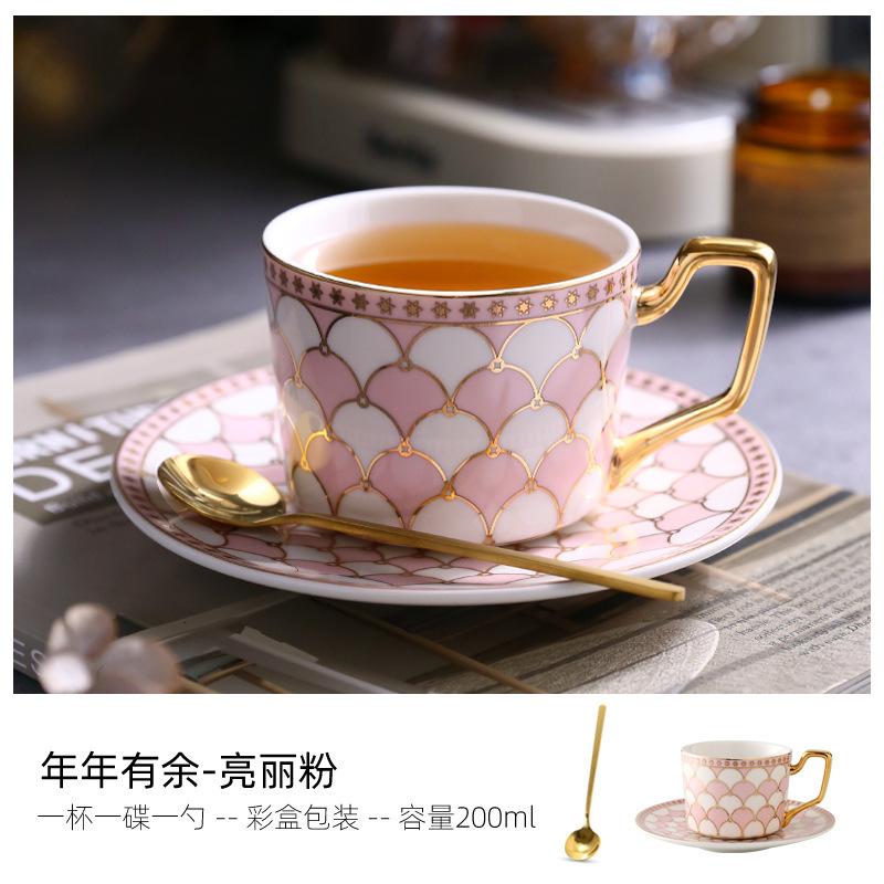 British Light Luxury Ceramic Coffee Cup European Small Luxury Coffee Cup Saucer Set Household High-End Cup Water Cup