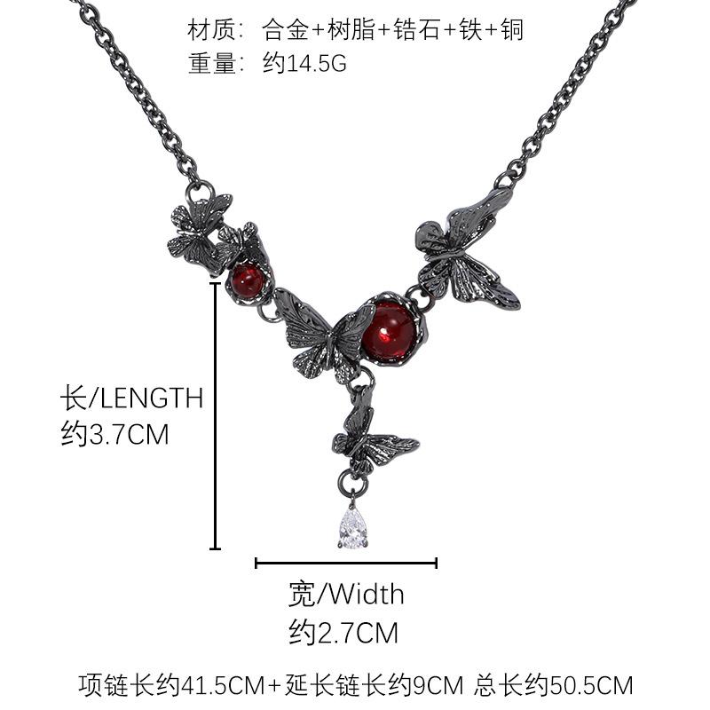 Черное колье-бабочка, высококлассная нишевая персонализированная цепочка на ключицу, черный изысканный сладкий и крутой стиль, колье.