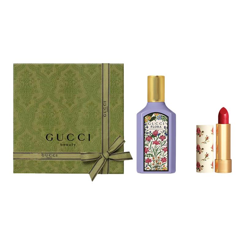 Gucci Perfume set Dreamy Mulan Small Floral Lipstick Colorful Silk Lipstick Gift Box Qimeng Mulan fragrance women s perfume 50ml + silk lip balm #25