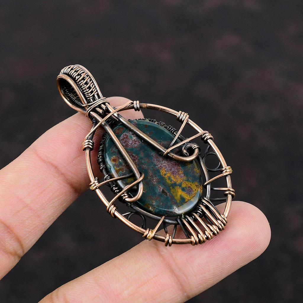 Tree Of Life Bloodstone Pendant Copper Wire Wrapped Pendant Gemstone Pendant Copper Jewelry Handmade Jewelry Birthday Gift Elegant Pendant
