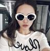New Retro Large Frame Glasses Women Oval Sunglasses Ladies Trendy Vintage Goggle Women'S White Black Eyewear Uv400