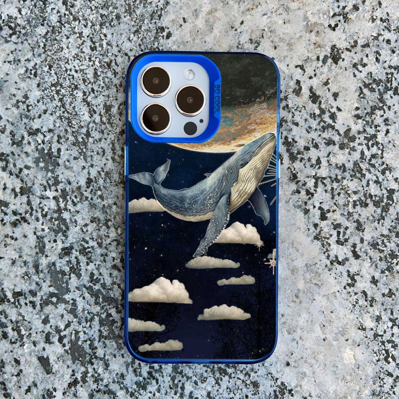 Space Ocean Whale Shark Phone Case For IPhone 16 15 14 Pro Max 13 11 12 Pro Max Mini 16 15 14 Plus Shockproof Laser Cover Fundas