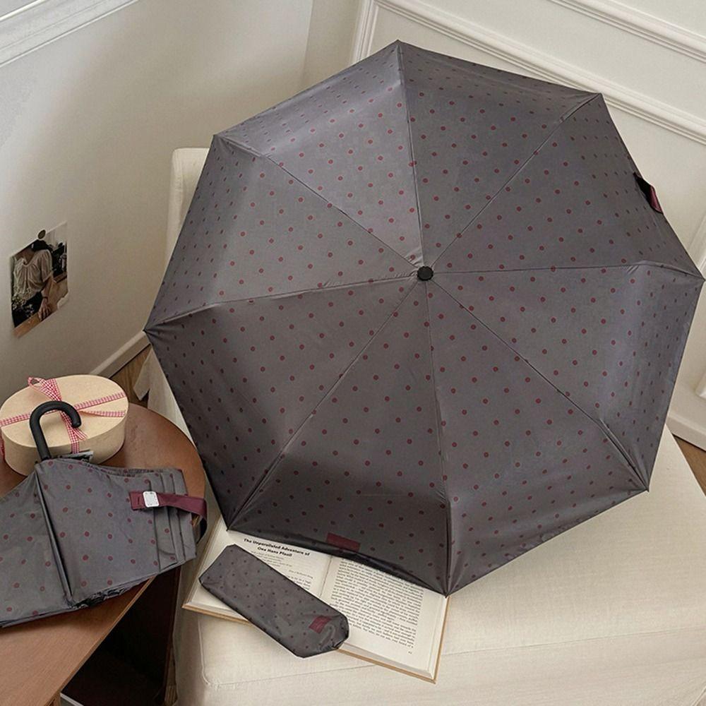 8-Rib Polka Dot Umbrella UV Protection Portable Parasol Korean Style Travel Rain Umbrella Women